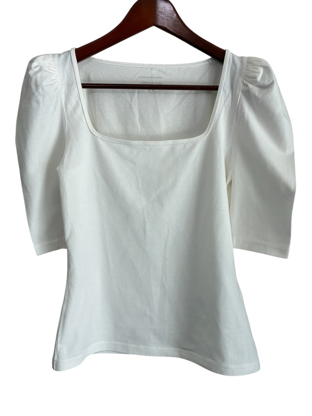 Banana Republic Women's White Square Neck Puff Sleeve Top Size XS